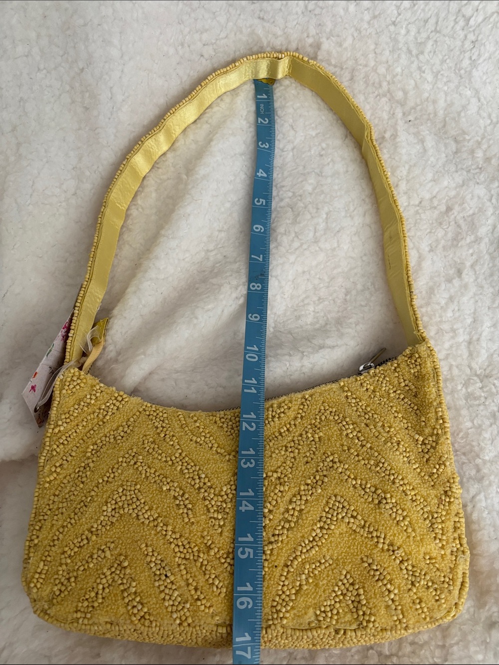 Yellow Beaded Shoulder Bag - Handmade India - Picture 6 of 8